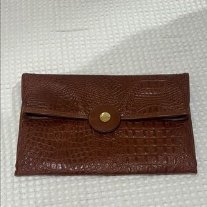 La Romana Italian made Brown Crocodile Embossed Clutch 12.5x8